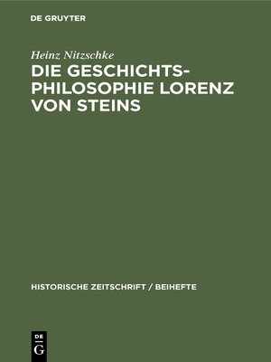 cover image of Die Geschichtsphilosophie Lorenz von Steins